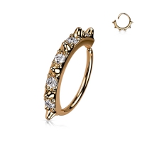 Buigbare ring Spikes with CZ in between rose gold plated 0.8X8
