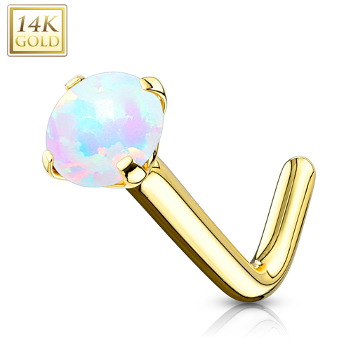 14K Opaal kristal Prong Setting Nosestud geelgoud