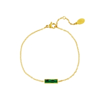 Armband met groene bedel - goud
