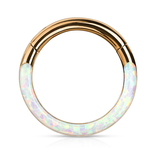 Piercing high quality opal front clicker rose gold plated 1.2x10