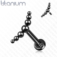 Titanium Piercing 7 balls zwart 1.2x8