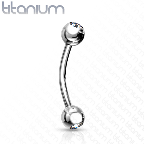 Piercing titanium rond basis met steen1.2x8