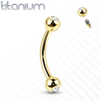 Piercing titanium rond basis met steen1.2x8 goud