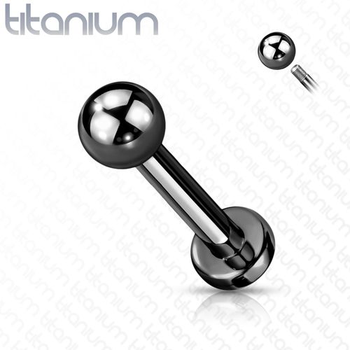 Piercing titanium stud basis 1.2x6 zwart