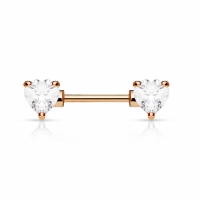 Tepelpiercing hart wit rose gold plated 16mm