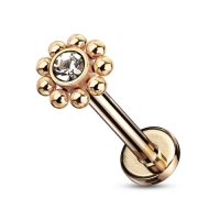Piercing stud Ball Top steen 1.2x6 rose gold plated