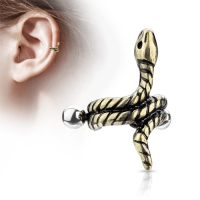 Piercing snake ear cuff goud