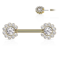 Piercing Flower Cluster ends gold plated