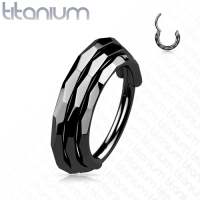 Piercing ringetje titanium Triple Lined Faceted zwart