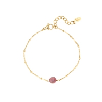 Armband met roze steentje - goud