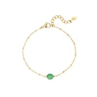 Armband met groen steentje - goud