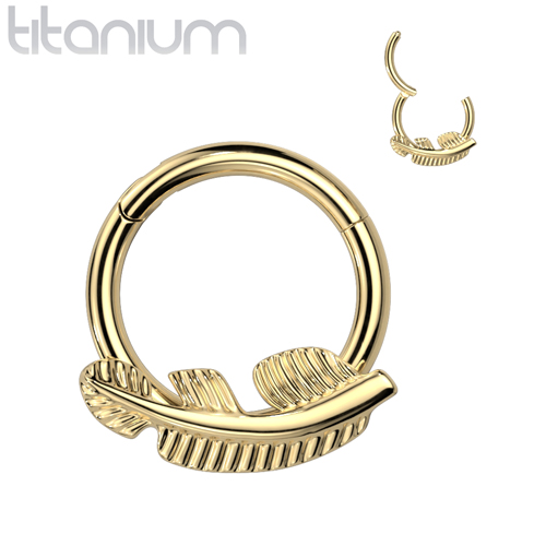 Titanium With Front Facing Leaf 8mm gold plated