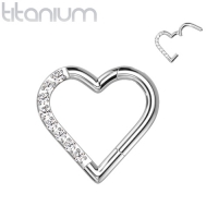 Titanium With Half CZ Paved Heart