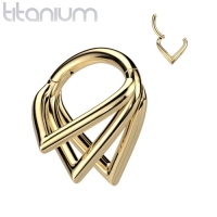 Titanium With Triple Chevron Hoops 8mm gold plated