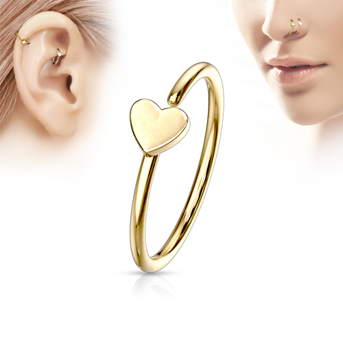 Piercing hoop ring hartje gold plated