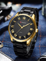 Zwart met gouden Curren horloge