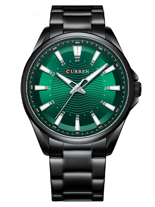 Zwart Curren horloge met groene wijzerplaat