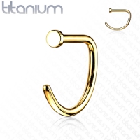 Piercing titanium D-shape gold plated 0.8x8
