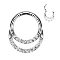 Piercing titanium clicker double hoop ring 1.2x6