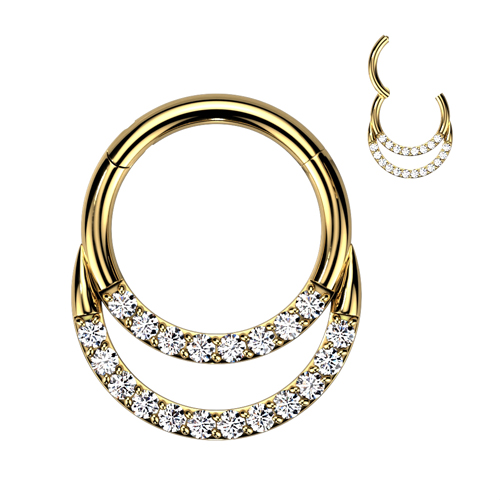 Piercing titanium clicker double hoop ring 1.2x6 gold plated