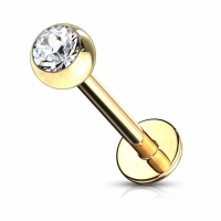 piercing steentje wit gold plated 1.2x8mm