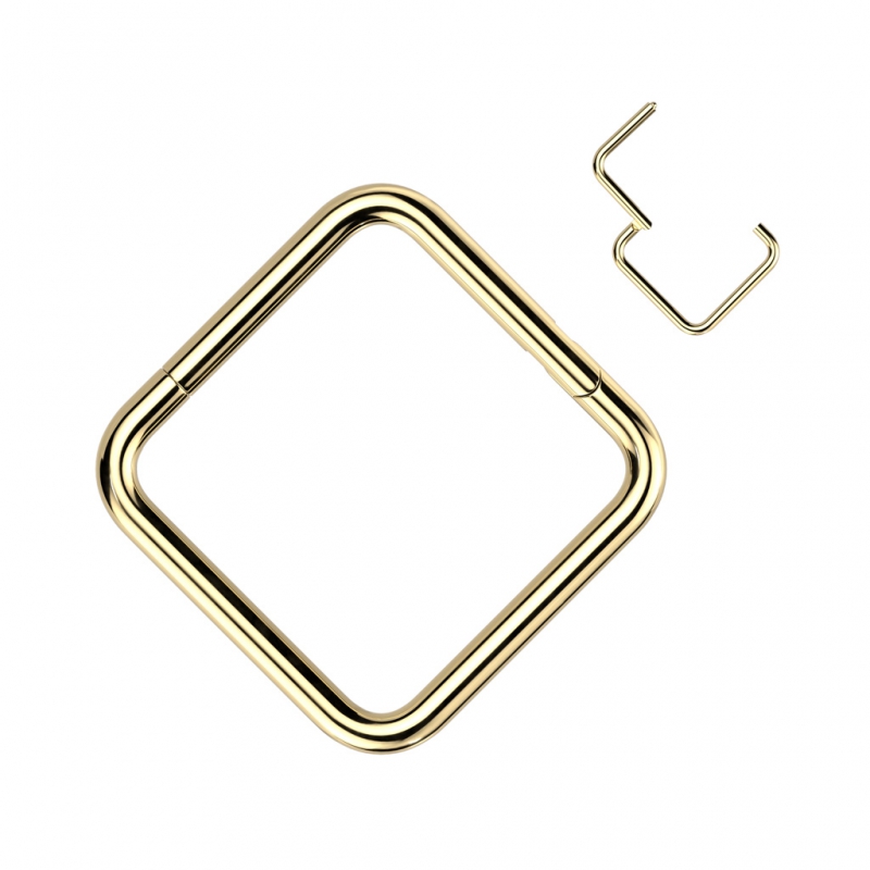 Piercing vierkant ringetje titanium gold plated 1.2x8