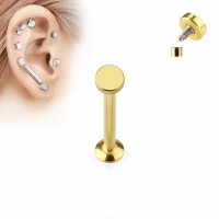 piercing plat rondje chirurgisch staal 6 mm gold plated
