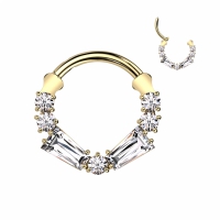 Piercing clicker ring titanium Baguette 1.2x8 gold plated