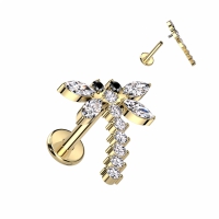 Piercing titanium Dragonfly gold plated 1.2x8