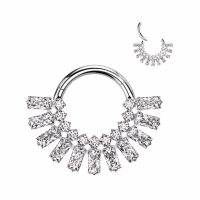 piercing titanium ring high Baguette CZ Fan 1.2x8