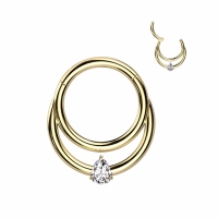 Piercing titanium dubbele ring 1.2x8mm gold plated