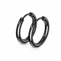 Oorbellen hanger ring 14 mm zwart