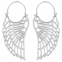 Tunnel oorhangers angel wings - zilver (setje)