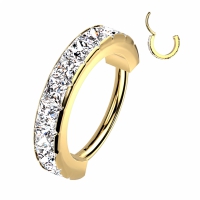 Piercing ring facing CZ's vierkant 1.2x8 gold plated