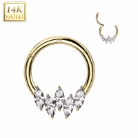 14kt. piercing clicker ring 5 marquise 10 mm goud