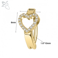 Piercing ovaal strak design met open hart goud