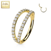 Piercing 14kt ring Separating Double Lined CZ 1.2x8