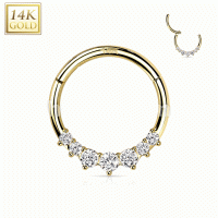 14kt. piercing front facing 7 CZ ring 8mm
