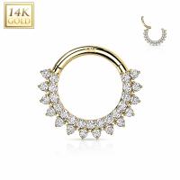 14kt piercing ring Marquise rond 1.2x10
