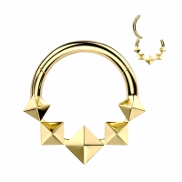 piercing clicker ring 3D Diamonds - goud
