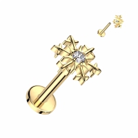 Piercing titanium snowflake 1.2x6 - goud