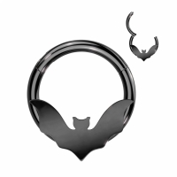 Piercing bat clicker ring 1.2x8 zwart