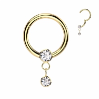 Clicker ring met dazzle hanger 1.2x10 goud