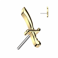 Piercing zwaard top push in 1.2x6 goud