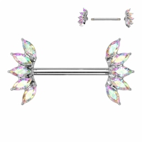 Tepelpiercing 5 Marquise Crystals Fan Ends multi kleur