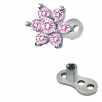 Dermal anchor titanium 3 gaats incl bloem top roze