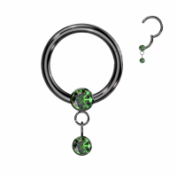Clicker ring met dazzle hanger 1.2x10 zwart