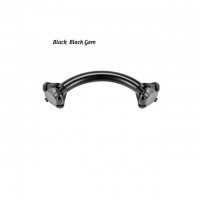 Piercing curved titanium zwart met zwarte steen 1.2x8