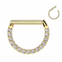 Clicker ring met front facing gemmed style goud