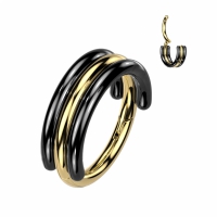Piercing ring goud met zwart